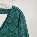 CAbi  Floral Long Sleeve V-Neck Sheer Work Blouse Green Career Wear Size Medium Photo 7