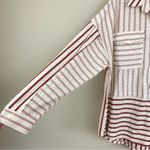 Umgee  Striped Henley Oversized Laser Cut Slouchy Long Sleeve Top Size L Photo 4