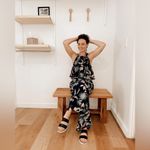 Miss Avenue JustFab Tropical Print Halter Top Wide Leg Pant 2pc Set Blue Pink M Photo 3