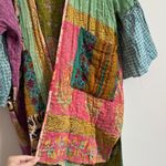 Rahab’s Rope Kantha Patchwork Floral Open Cardigan Duster Kimono Cotton One Size Green Size undefined Photo 10