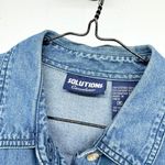 Vintage 90s Solutions Denim Floral Embroidered Long Sleeve Button Up Top Size M Blue Size M Photo 1