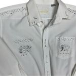 Nancy Ellis Western Shirt Medium White Rhinestone Lion Embroidery Bling EUC Photo 8
