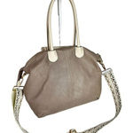 Perlina  Leather Top Handle Tote Satchel Crossbody Strap Taupe Bone Bag Purse Photo 0