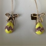 Betsey Johnson New   Easter Eggs  W/Gold Bows Dangle Rhinestones Earrings Photo 2