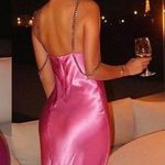 L'Agence NWOT Majesty Chain-Trim Satin Gown in Magenta Pink Size 8 Photo 1