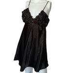 A Byer Flora by Flora Nikrooz Bellflower black satin Babydoll Chemise Size small Photo 12