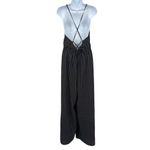 Anthropologie Striped Wide Leg Lace Up Cross Back Sleeveless Jumpsuit Romper Black White Small Photo 2