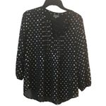 Abbeline  Size small women’s black with gold design V-neck blouse Photo 3