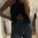 SheIn Black Cross Tie Top Photo 1