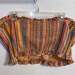 Anthropologie NWT $88 x Pilcro Peach Rainbow Smocked Pullover Top XL Photo 5