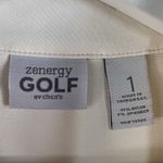 Chico's 1 US 8 M Zenergy Golf Top 1/4 Quarter Zip Ivory Gold Metallic Mock Neck Photo 4
