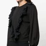 Alice + Olivia Black Carrie Ruffle Crewneck Sweatshirt Balloon Sleeve Size XS Photo 9