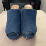 Olsenboye  denim studded peep toe 5” clog heels. Size 8.5. NWOT. Photo 2