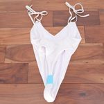 ASOS DESIGN White V Neck String Tie High Cut One Piece Swimsuit Bathing Suit Size 6 Photo 3