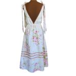2seeyou White Floral Embroidered Deep V Neck Elastic Waist Maxi Dress Size Small Photo 4