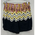 Anthropologie  Linen Blend Shorts Pull On High Rise Elastic Tie Belt Boho Medium Photo 3