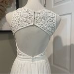 Lulus  Romantic Tale White Lace Skater Dress Size Small With Open Key Hole Back Photo 3