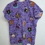 Sb Scrubs SB Fashion Scrubs Halloween Scrub Top Womens Medium Purple V-neck Pockets Photo 3