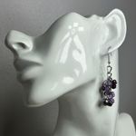 Purple burgundy faux pearl cluster dangle earrings Photo 6