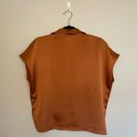 Rachel Zoe Button Down Satin Blouse, Rust Bronze, Size M, EUC Photo 1