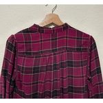 Soft Surroundings  Plaid Ruffle Shirt Womens Size S Flannel Soft Knit Top‎ Berry Photo 6