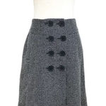 Nic+Zoe  Button Front Tweed Midi Skirt Gray A-Line Double Breasted Career‎ Size 6 Photo 0