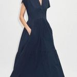 ME+EM Open Collar Tiered Maxi Dress in Navy 12 Blue Photo 0