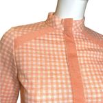Vintage 1960s Plaid Nehru Jacket Small Peach White Retro Orange Photo 4
