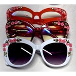 Chic Cat Pink Roses White Frame Sunglasses Photo 1