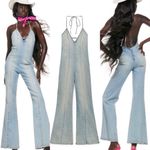 ZARA NWT Denim Jumpsuit. Super Cute And Flattering. Small “ B “ Crystal Do You Represent Barbie But Easily Can Be Taken Off And Not Noticeable Photo 1
