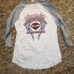Harley Davidson NWT  Women Large Fitted Nashville TN Long Sleeve Gray White Shirt Photo 7