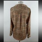 New York And Company  Women’s Brown Snakeskin Patterned Button-Down Shirt Size S Photo 4