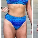 Jantzen Vintage 90s  blue metallic diamond print high cut bikini swimsuit set Photo 1