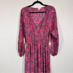 Boemo Red Paisley Tiered Boho Maxi Dress Womens L Long Sleeve Fall Peasant Size L Photo 9