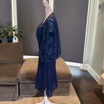 Women’s Navy Tea Length Formal Wedding Dress with Matching Jacket Size 12 NWOT Blue Photo 8