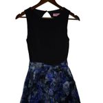 Eliza J Fit and Flare Dress Black with Floral Organza Skirt Belted, size 4 Photo 1