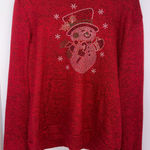 AMANA Red Snowman Rhinestone Hoodie Sweater Christmas Holiday XL Photo 0