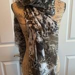Nine West GUC  Scarf in White/Olive Green/ Black with fringe on both ends! Photo 0