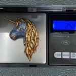 Vintage Unsigned Enameled Blue Swirl Gold Photo 7