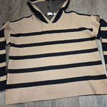 Cyrus  Dark Beige Black Stripe Hooded Sweater Pullover Size Large Photo 0