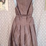Jessica Howard Vintage 90s  brown brocade pleated fit and flair dress Sz 14 Photo 2