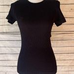 Free People Intimately  Black Ribbed Short Sleeve Top Size M/L Photo 0