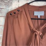 Classiques Entier  Silk Blend Tie Neck Blouse in Whiskey Size Medium NEW Photo 1
