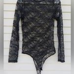 Black Lace Long Sleeve Bodysuit Size M Photo 1