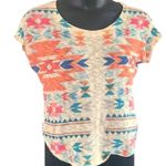 Gaze USA Tribal Print Knit Short Sleeve Top – Size Large – Boho Festival Style Photo 5