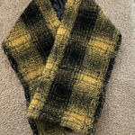 Adrienne Landau Pull Through Scarf Yellow Black Plaid Faux Fur One Size NWT Photo 0