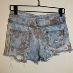 Free People Super Distressed Floral Printed Denim Shorts Size 24 Photo 3