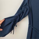Tibi  Belted Cinched‎ Sleeve Midi Dress Navy Blue 2 Photo 6