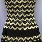 Betsy and Adam Black / Silver Chevron Striped Sleeveless Cocktail Dress Size 8 Photo 4