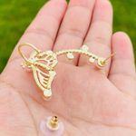 Faux Pearl Rhinestones Butterfly Ear Jacket Silver Photo 2